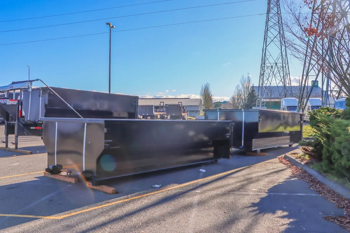 Roll-off dumpster ready for waste disposal at job site for Cleanout Dumpster Rental in Grove City